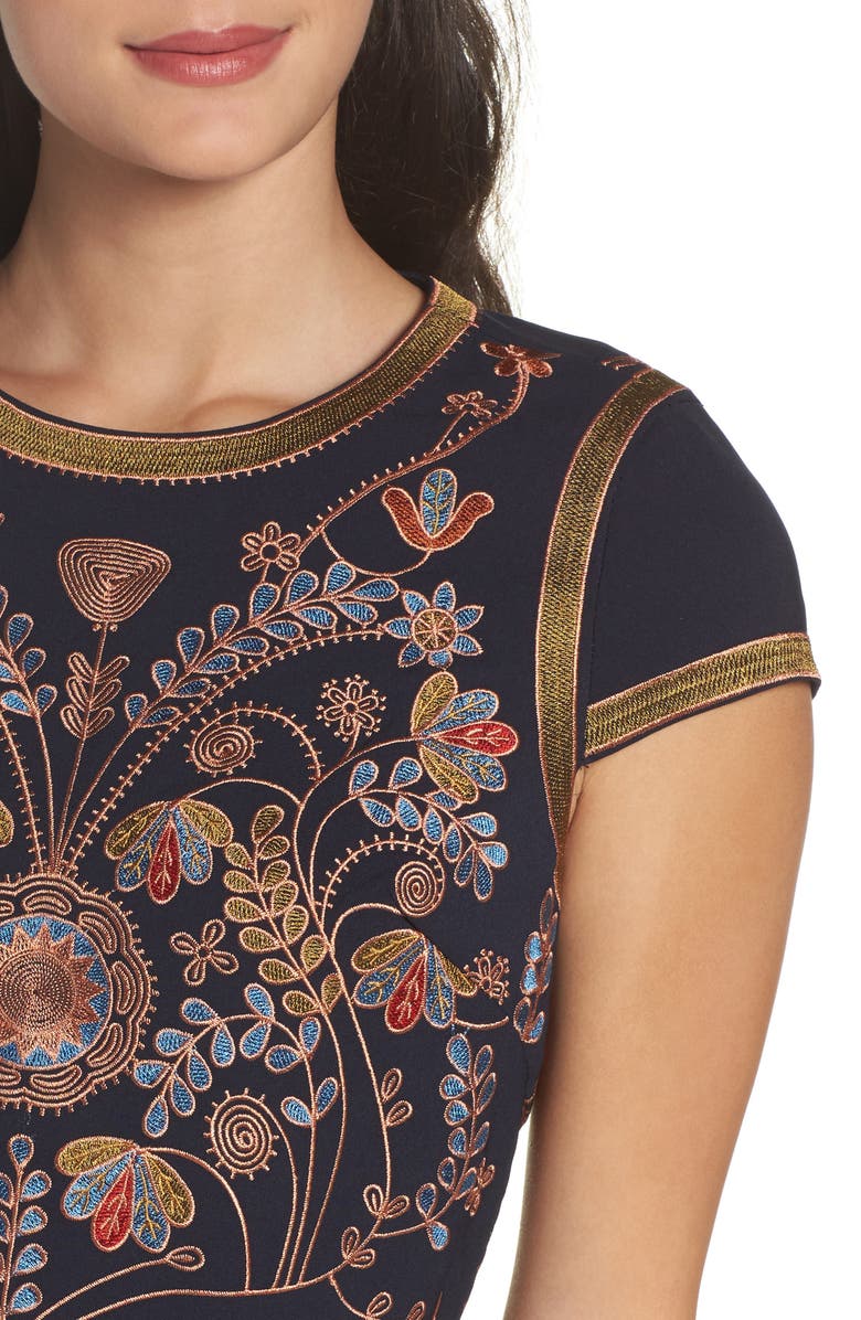 Foxiedox Hadiya Embroidered A-Line Dress, Alternate, color, 