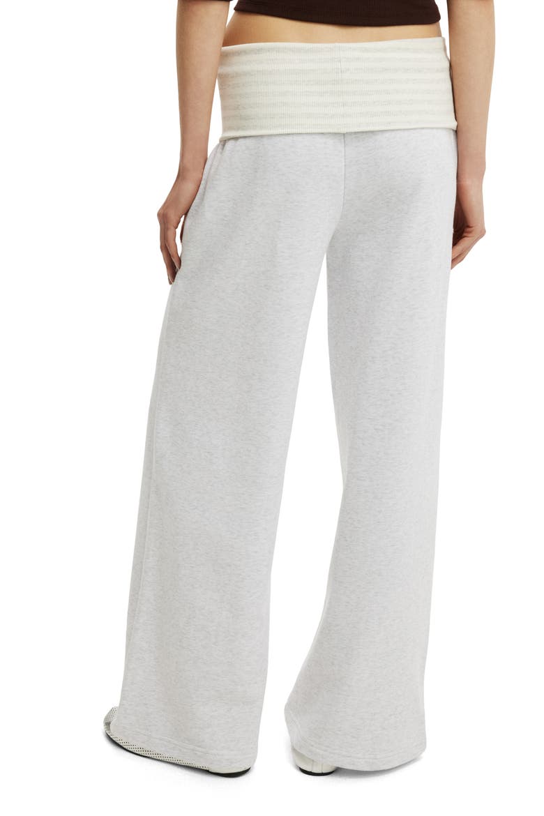 Women's Fold Over Waistband Sweatpant, Alternate, color, Light Grey Marle Stripe