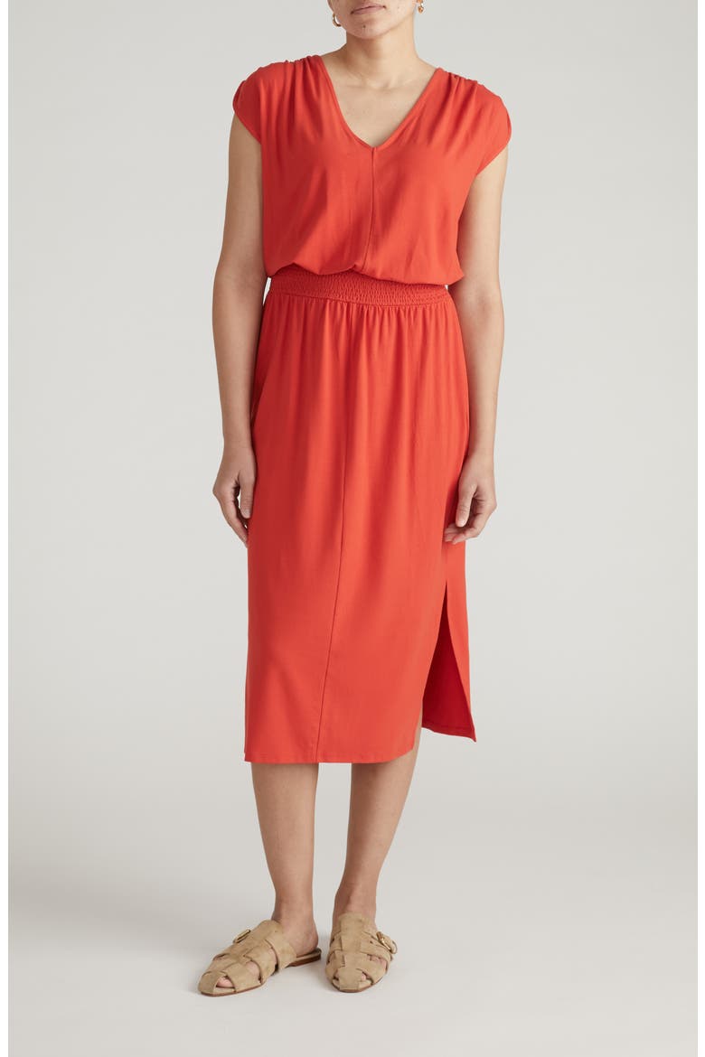 Tish Divine Jersey Midi Dress, Main, color, SHORELINE SUNSET RED