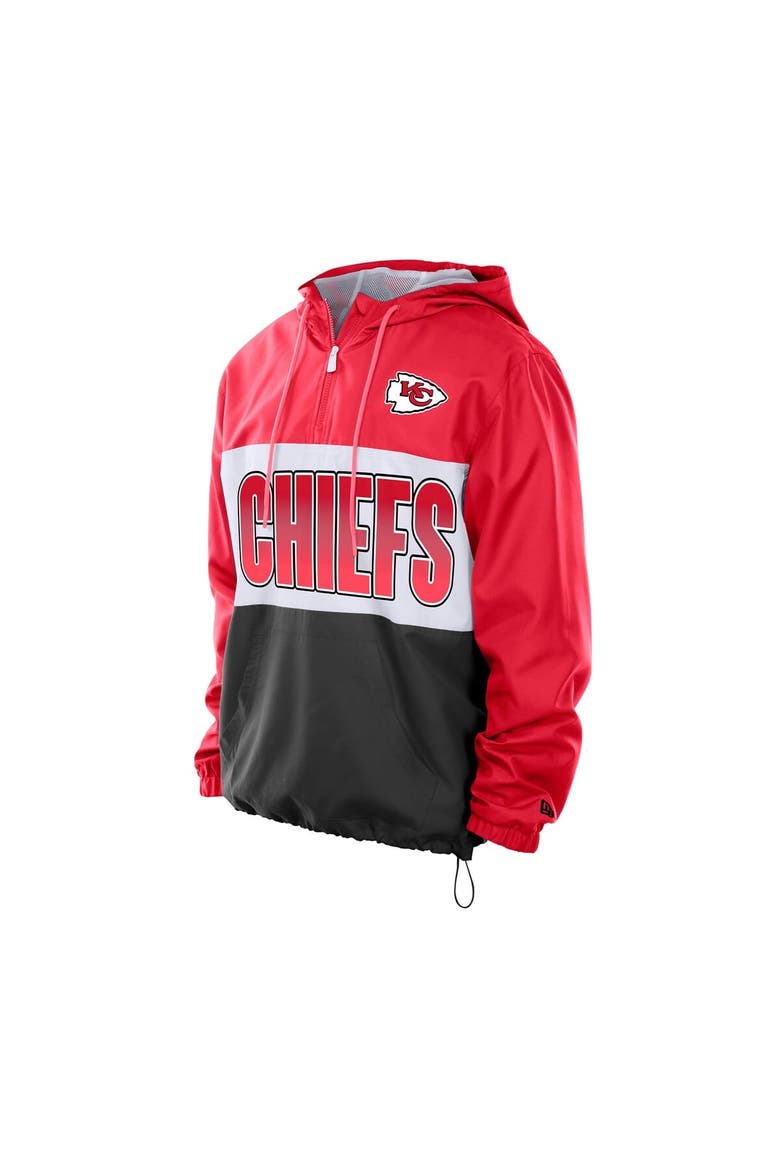 Men's New Era Red Kansas City Chiefs Ripstop Quarter-Zip Hooded Windbreaker, Alternate, color, Red