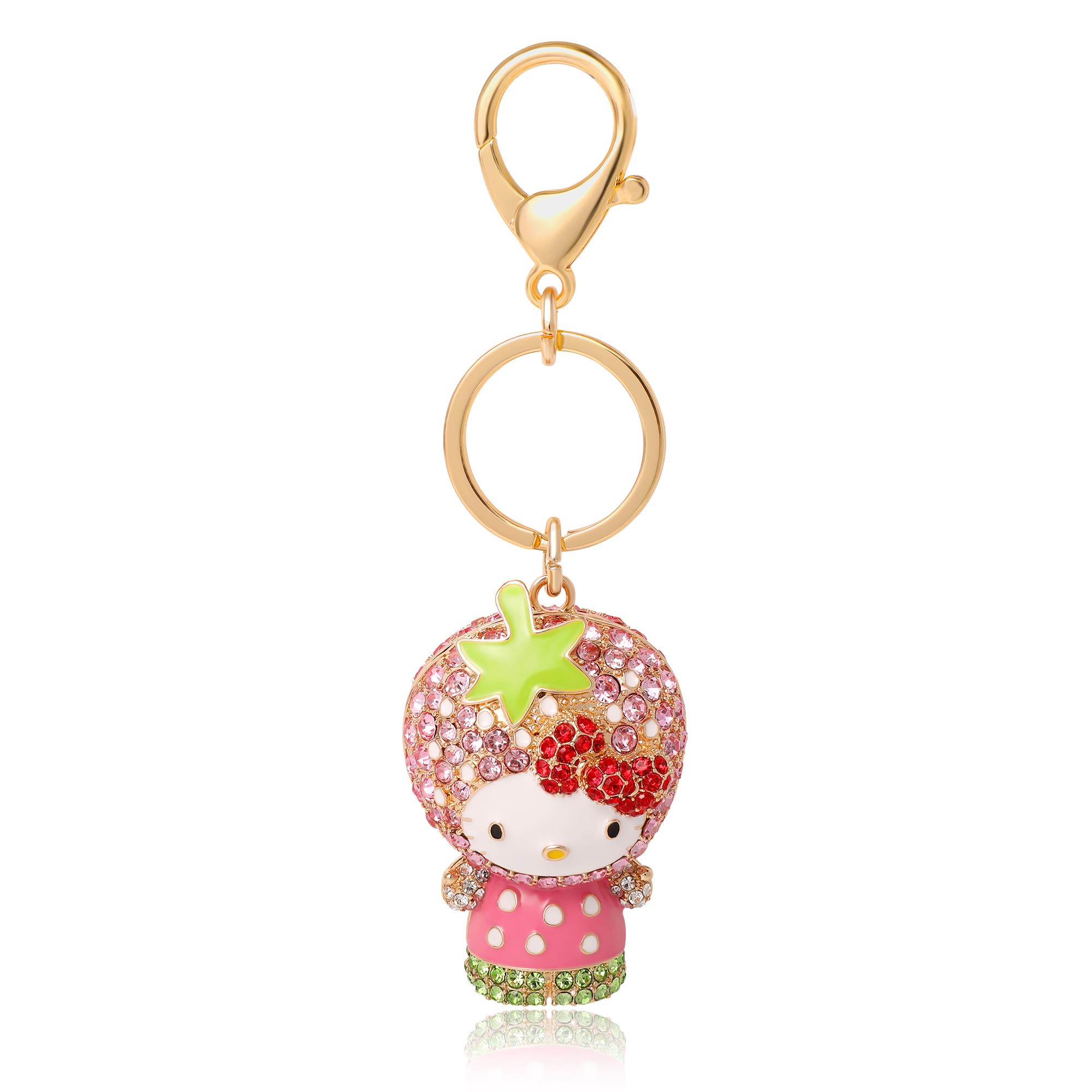 Hello Kitty x Strawberry Shortcake Crystal Pavé Bag Charm Keychain, Main, color, Pink, Multi