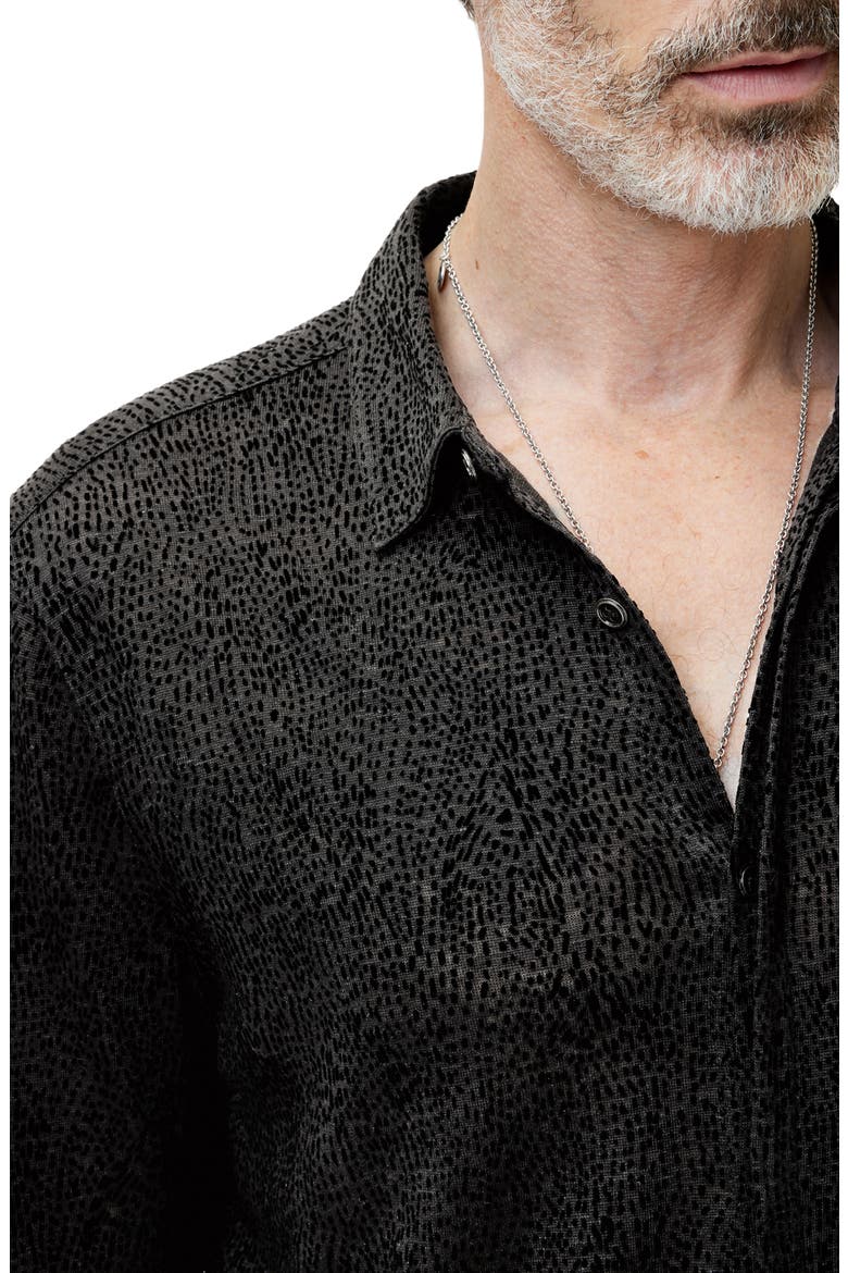 Carrilho Regular Fit Knit Linen Button-Up Shirt, Alternate, color, BLACK