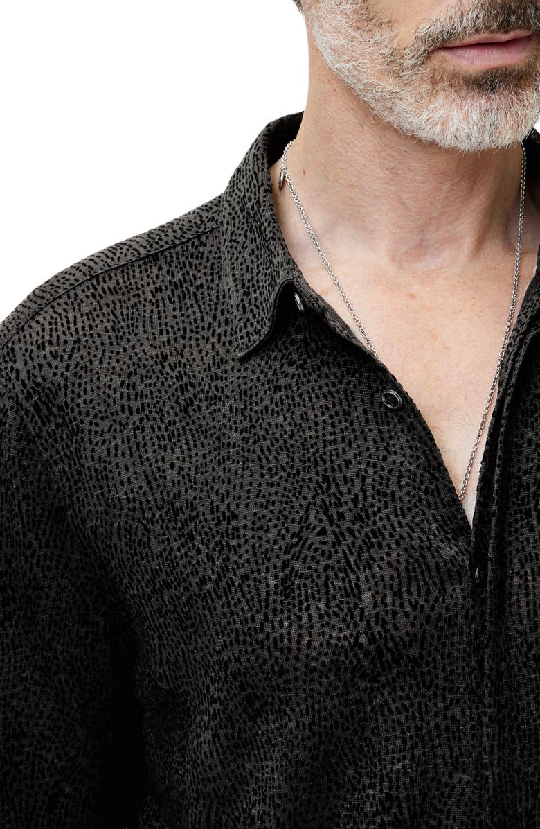 John Varvatos Carrilho Regular Fit Knit Linen Button-Up Shirt, Alternate, color, 