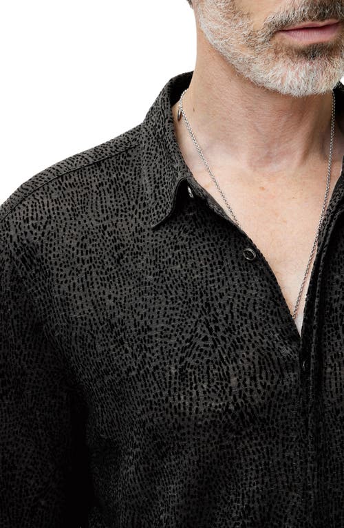 John Varvatos Carrilho Regular Fit Knit Linen Button-up Shirt In Black