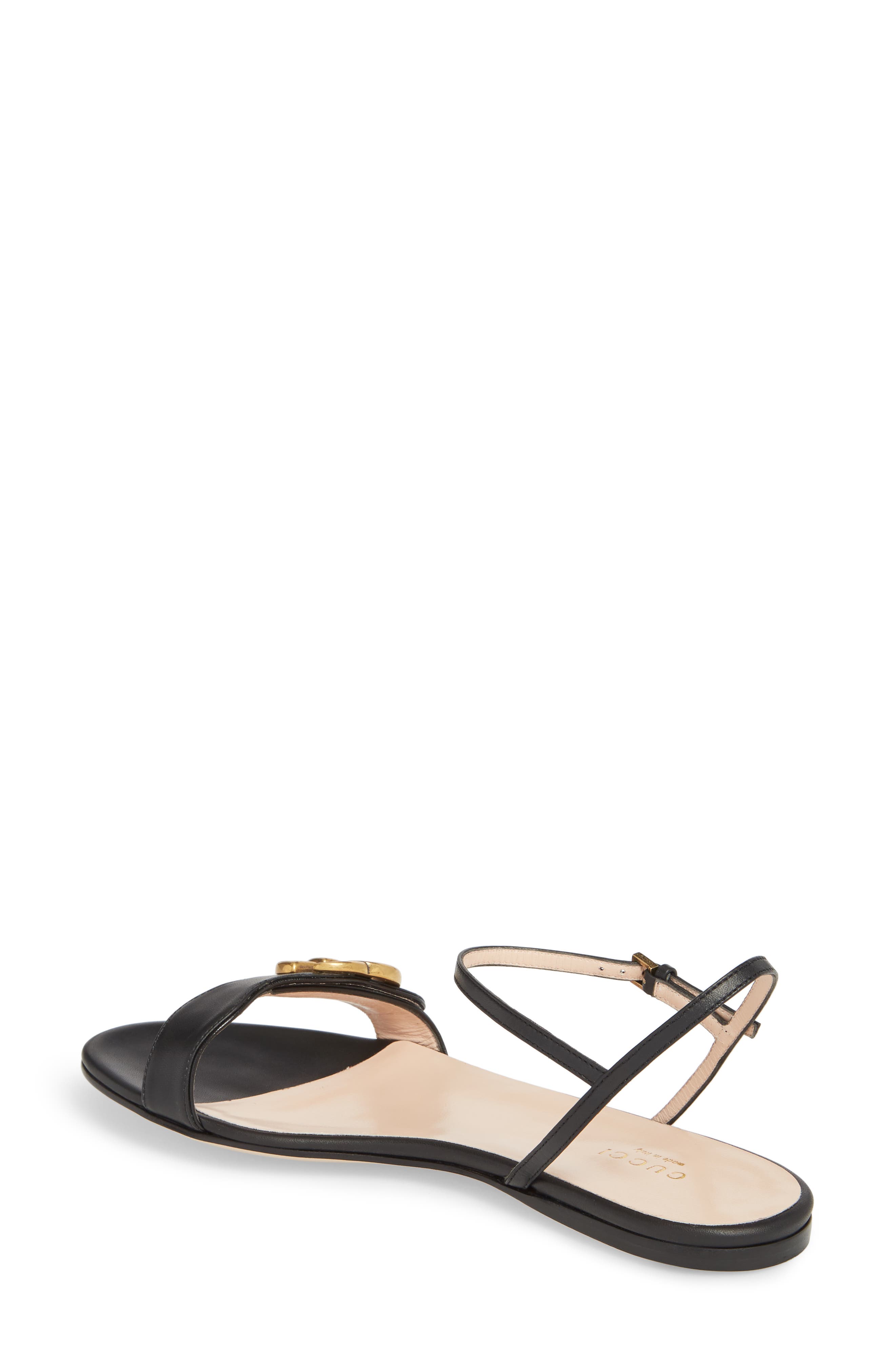 Quarter Strap Flat Sandal, Alternate, color, BLACK