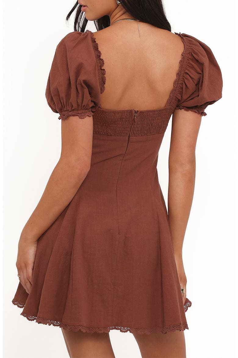 Anora Puff Sleeve Minidress, Alternate, color, COGNAC