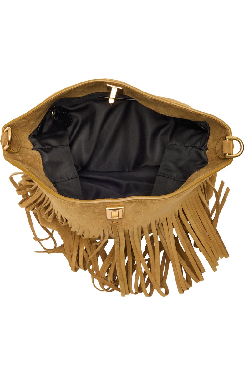 Rebecca Minkoff Darren Fringe Bucket Bag, Alternate, color, Honey
