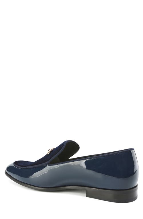 Gino Vitale Velvet & Patent Leather Bit Loafer In Blue