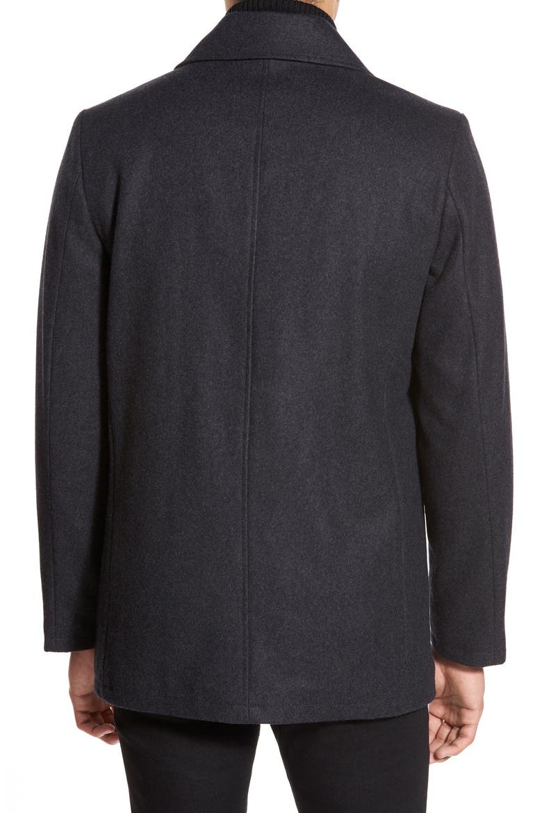 Kenneth Cole New York Classic Peacoat with Knit Bib Lining, Alternate, color, CHARCOAL