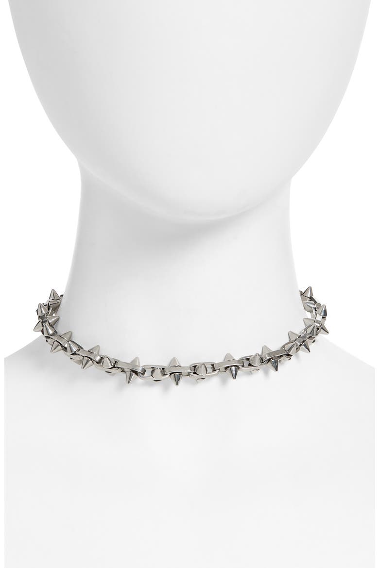 Stainless Steel Spike Choker, Main, color, SILVER