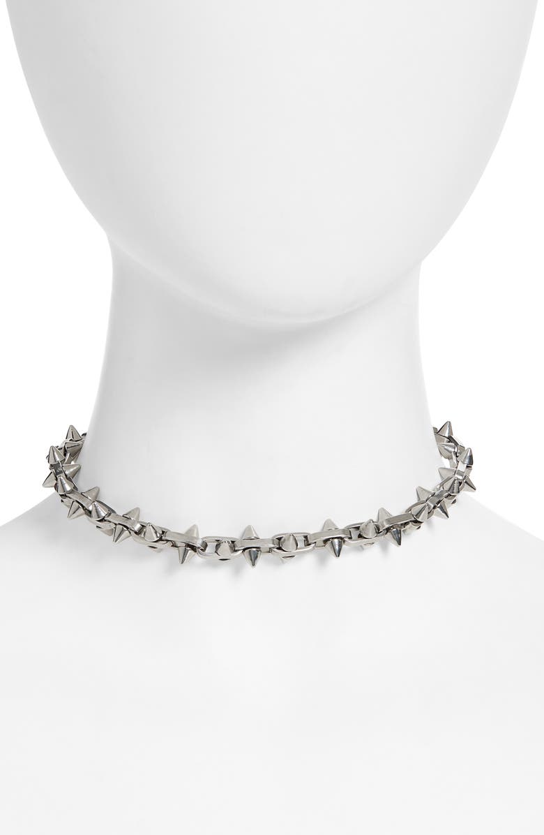 VIDAKUSH Sterling Silver Spike Chocker, Main, color, Silver