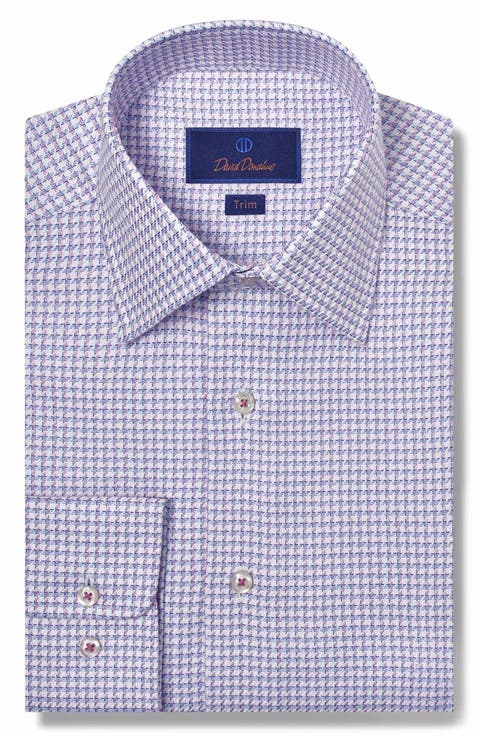 Trim Fit Twill Texture Check Dress Shirt