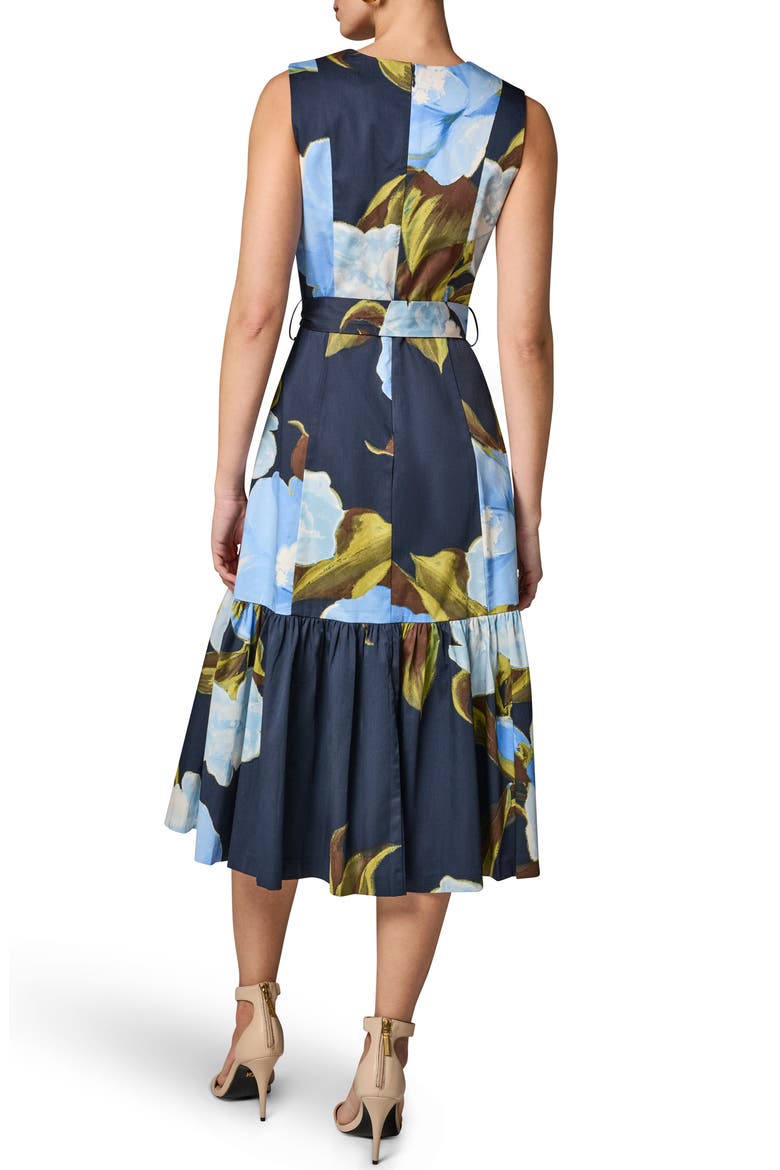 Floral Print Faux Wrap Sleeveless Dress, Alternate, color, NIGHTFLL M