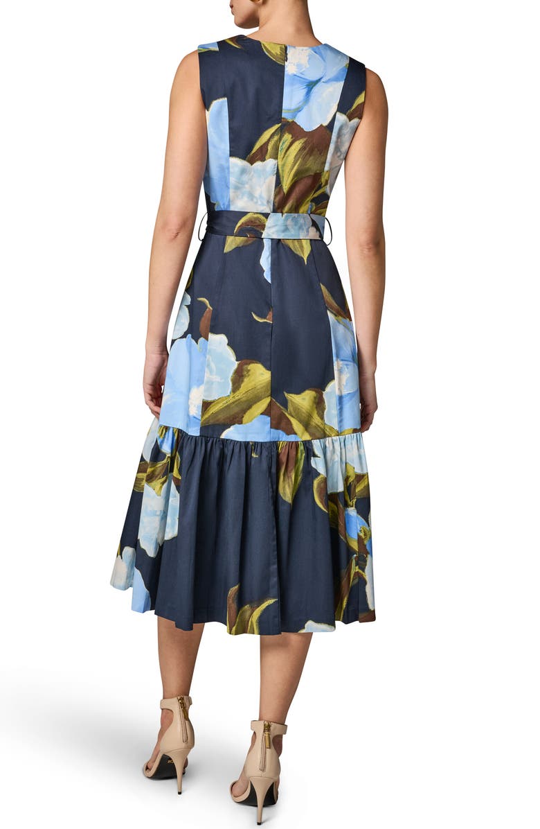 Donna Karan New York Floral Print Faux Wrap Sleeveless Dress, Alternate, color, Nightfll M