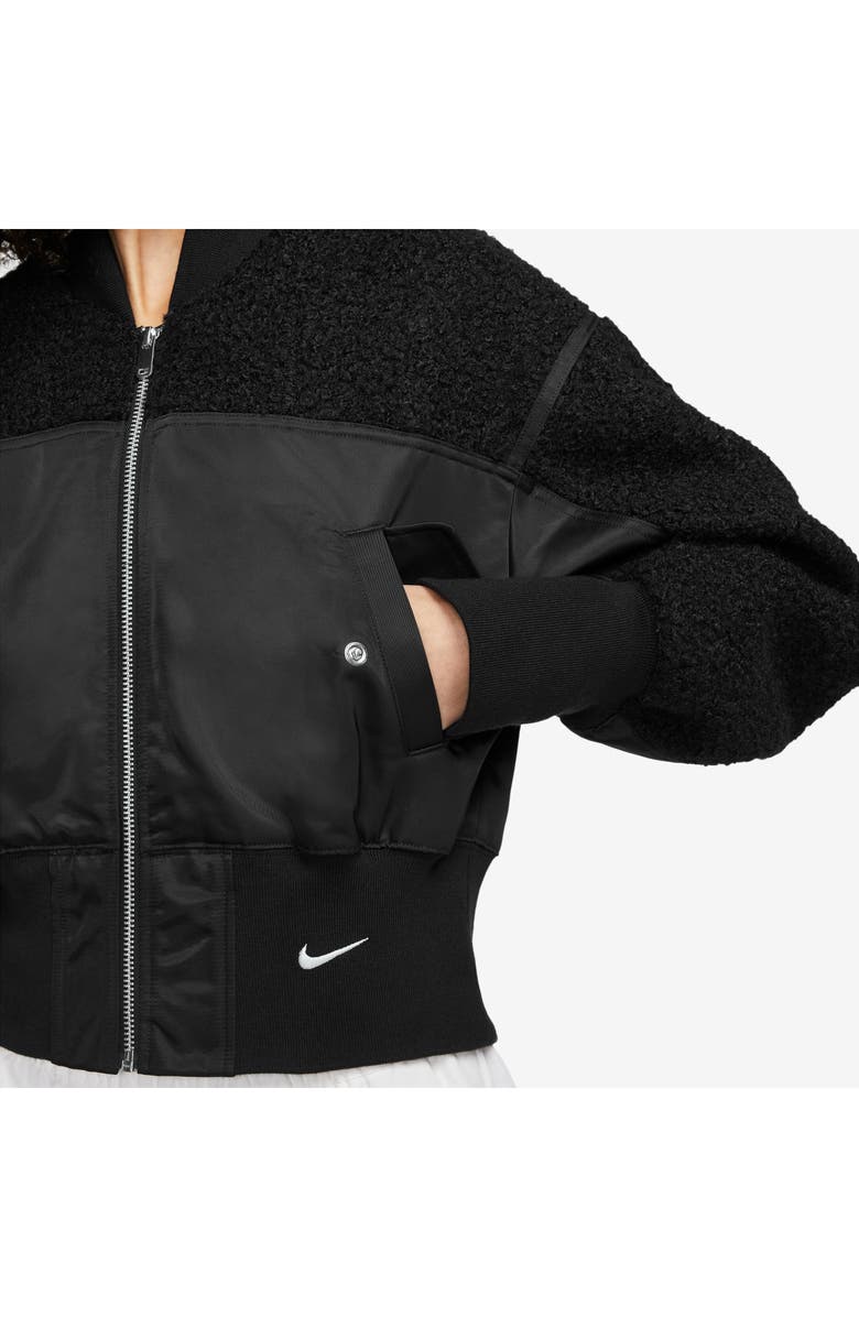 Nike Sportswear Collection High Pile Fleece Bomber Jacket, Alternate, color, Black/ Guava Ice