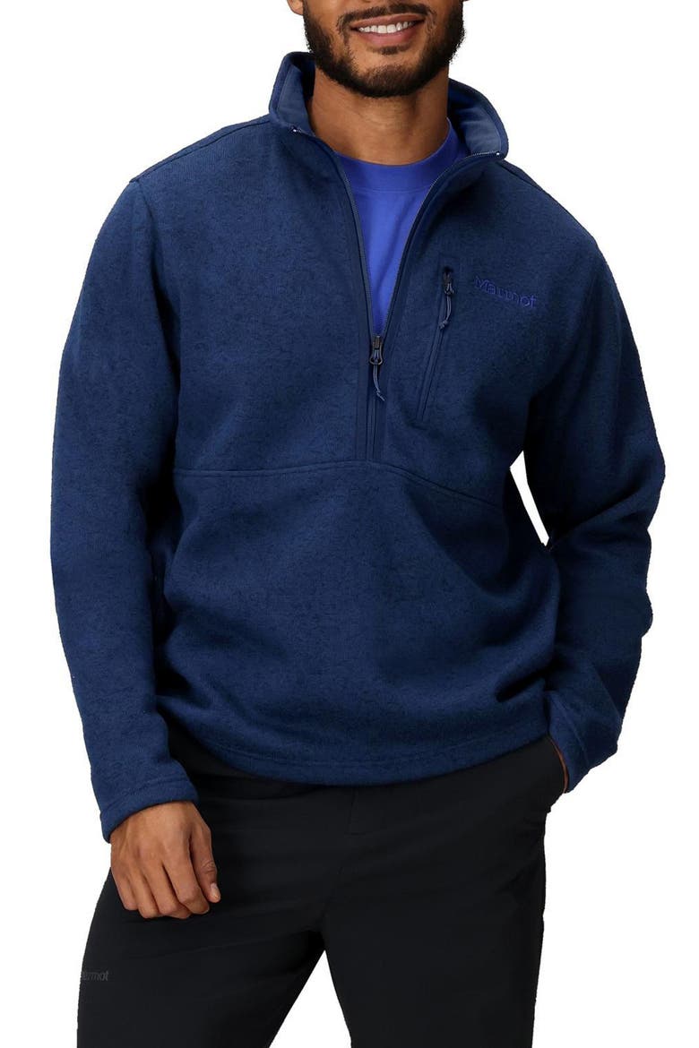 Drop Line Half Zip Fleece Jacket, Main, color, ARCTIC NAVY HEATHER
