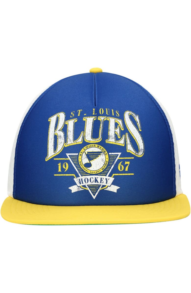 FANATICS Men's Fanatics Blue/Gold St. Louis Blues Classic Foam Adjustable Trucker Hat, Alternate, color, Blue