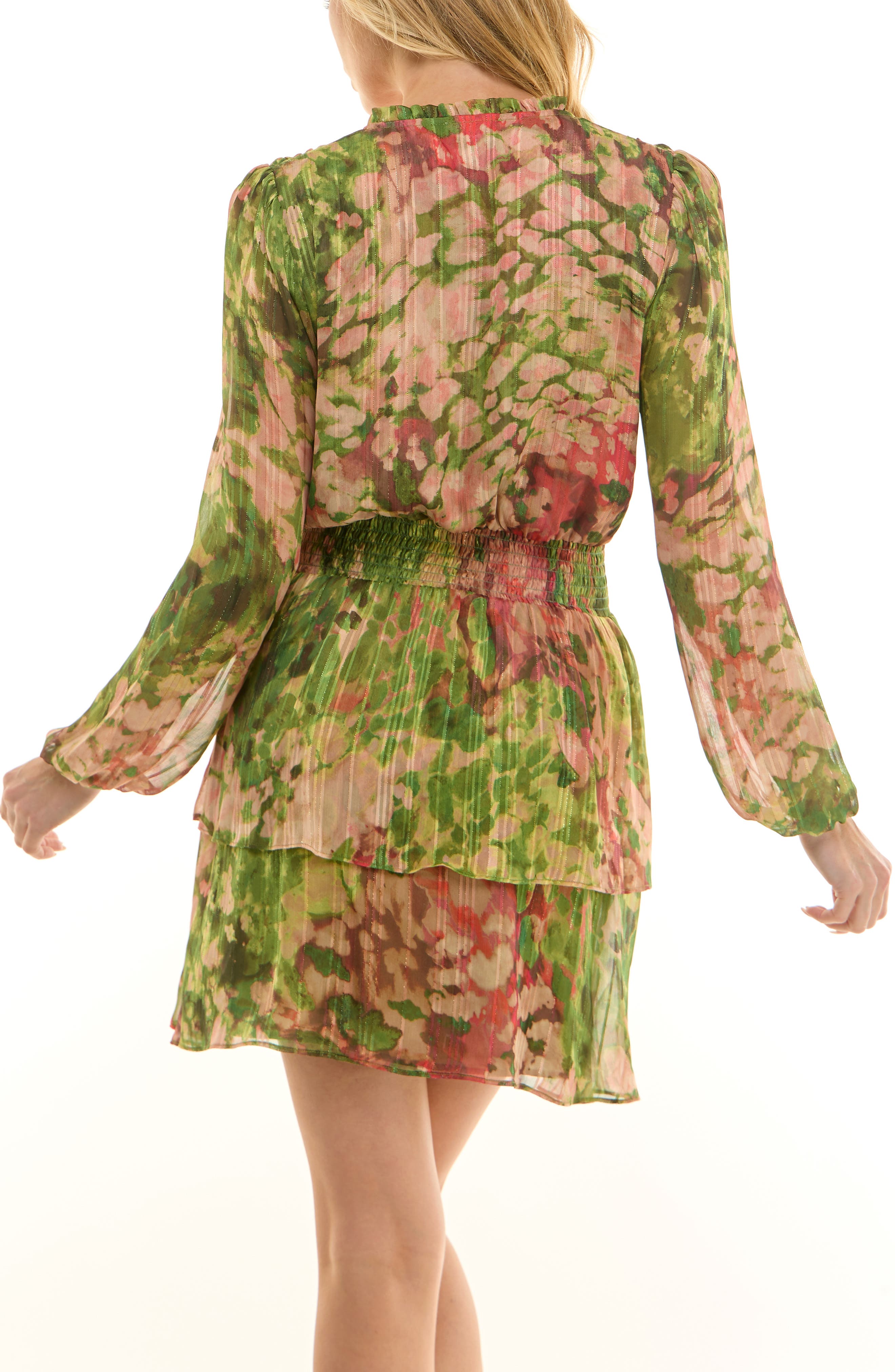 Paisley Smocked Long Sleeve Minidress - image 2