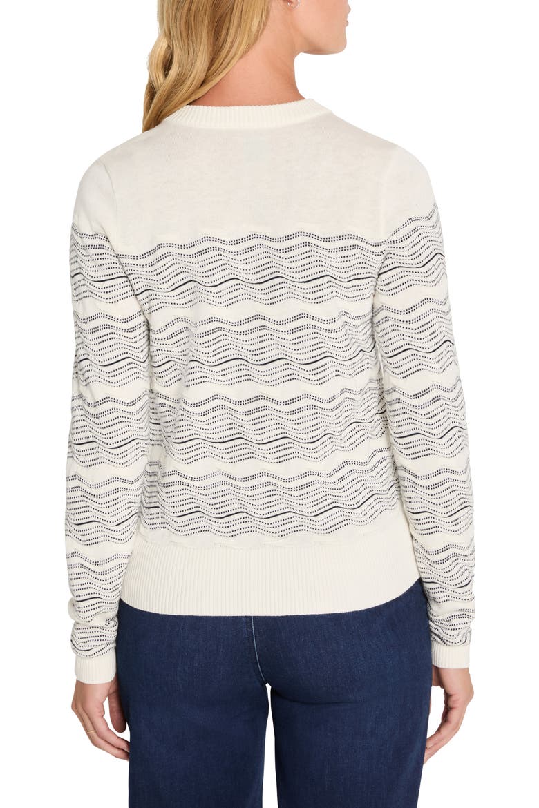 Zigzag Stripe Linen Blend Cardigan, Alternate, color, CREAM MULTI