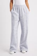 LoveShackFancy Momo Crystal Bow Wide Leg Sweatpants