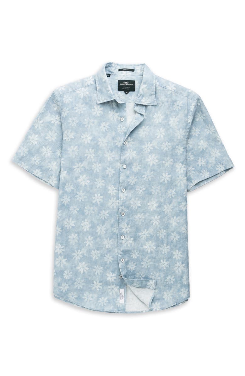 Rodd & Gunn Belleknowes Original Fit Floral Short Sleeve Linen Button-Up Shirt, Alternate, color, Mist