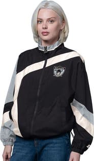STARTER Women's Starter Black/Silver Las Vegas Raiders Vintage 1st Quarter Full-Zip Windbreaker
