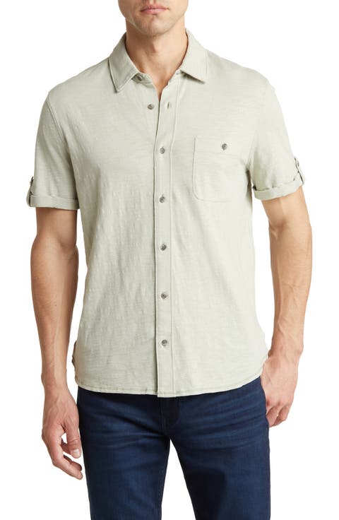 Brayden Short Sleeve Cotton Jersey Button-Up Shirt