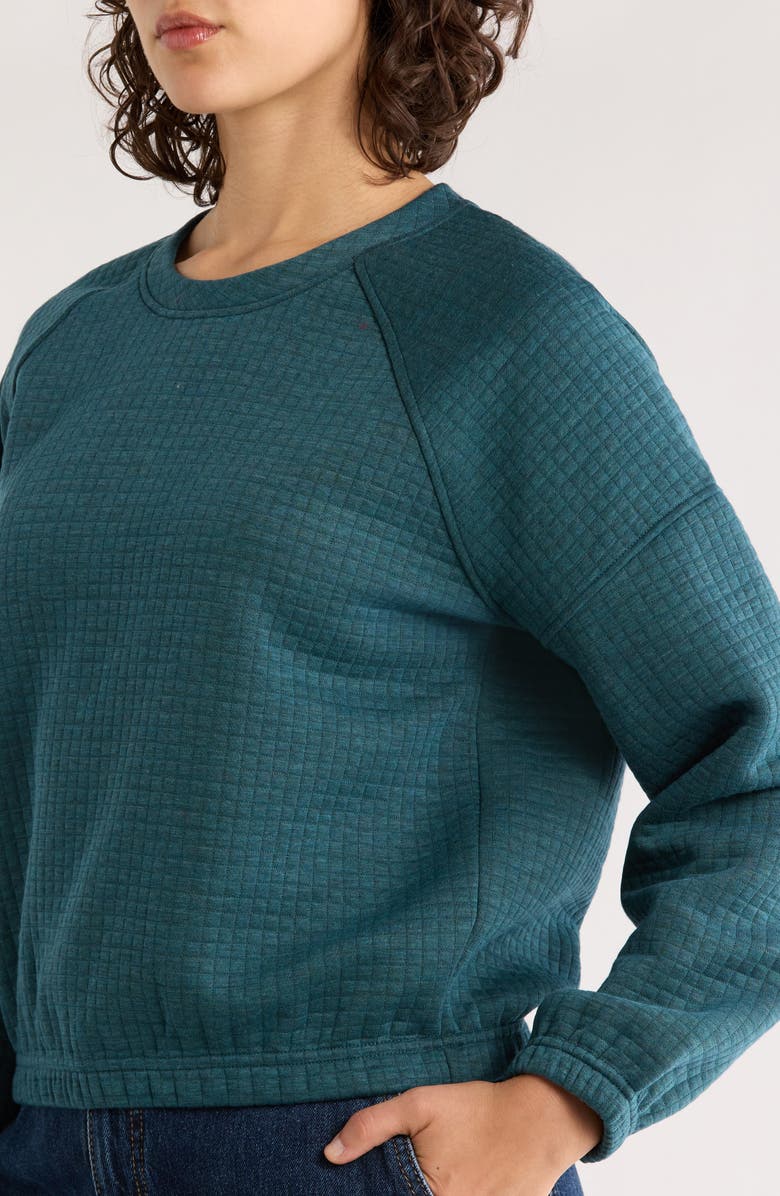 Marine Layer Corbet Quilted Crewneck Sweatshirt, Alternate, color, Dark Teal Heather