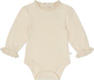 MORI Ruffle Trim Long Sleeve Rib Bodysuit