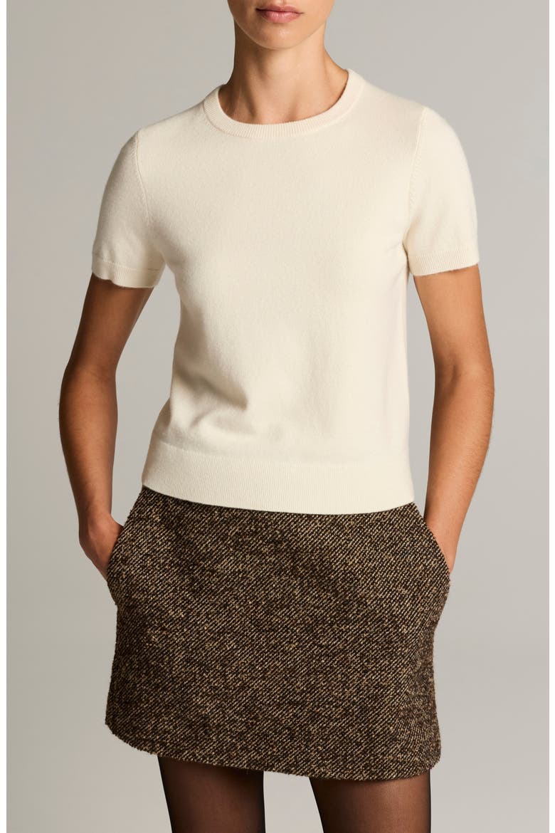 Short Sleeve Wool Blend Sweater, Main, color, OFF WHITE