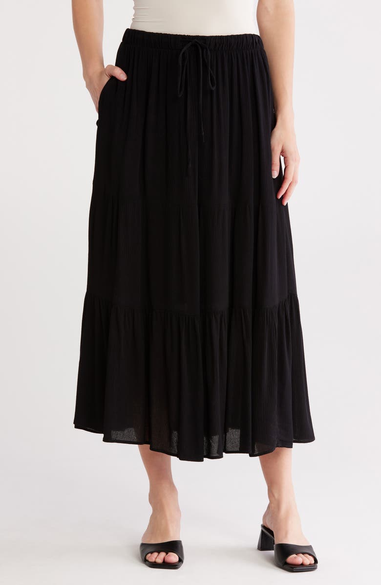 T Tahari Solid Tiered Skirt, Main, color,
