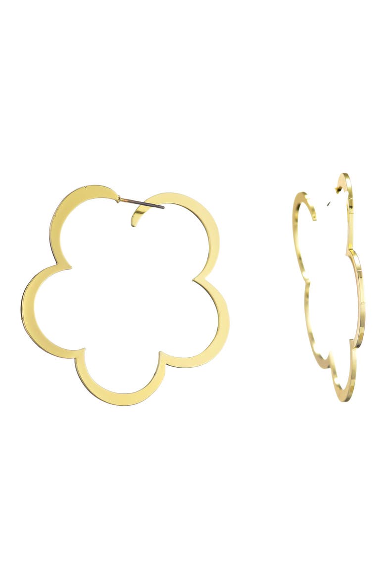 Clover Hoop Earrings, Alternate, color, GOLD