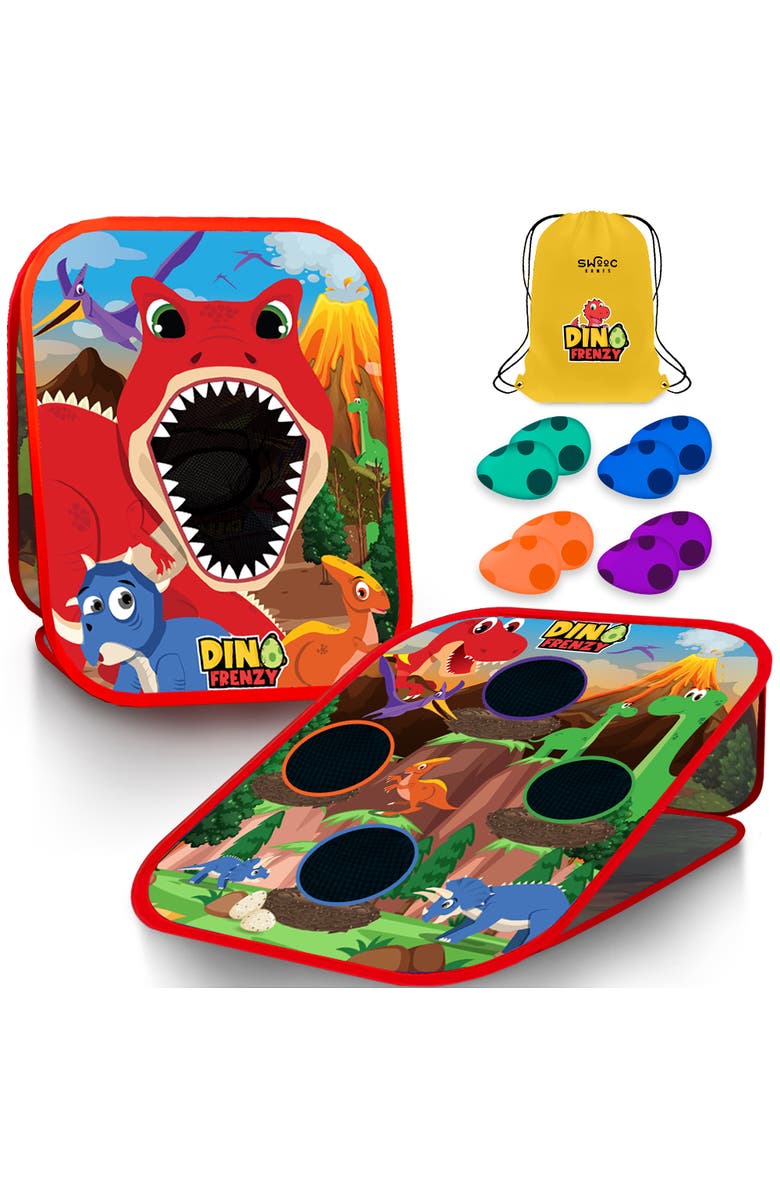 Swooc Games Dino Frenzy | 2-in-1 Corn Hole Games for Kids, Main, color, Red