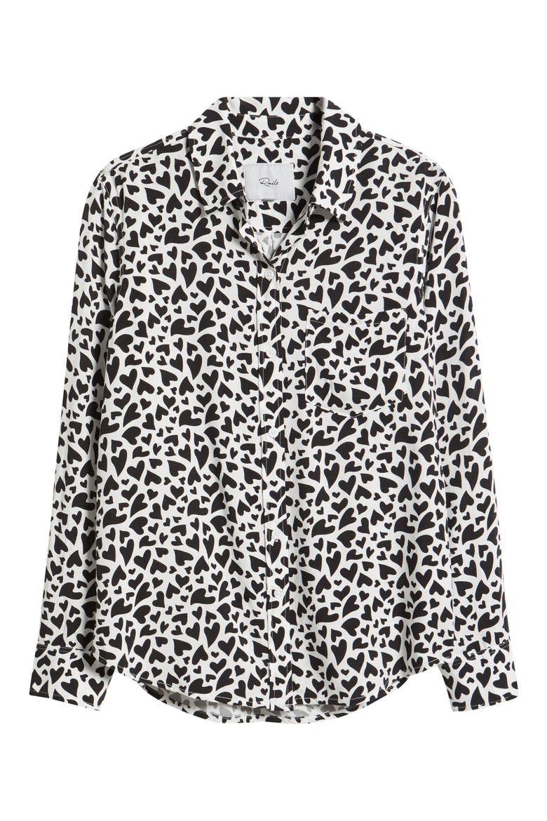 Kathryn Heart Print Long Sleeve Button-Up Shirt, Alternate, color, IVORY AMORE