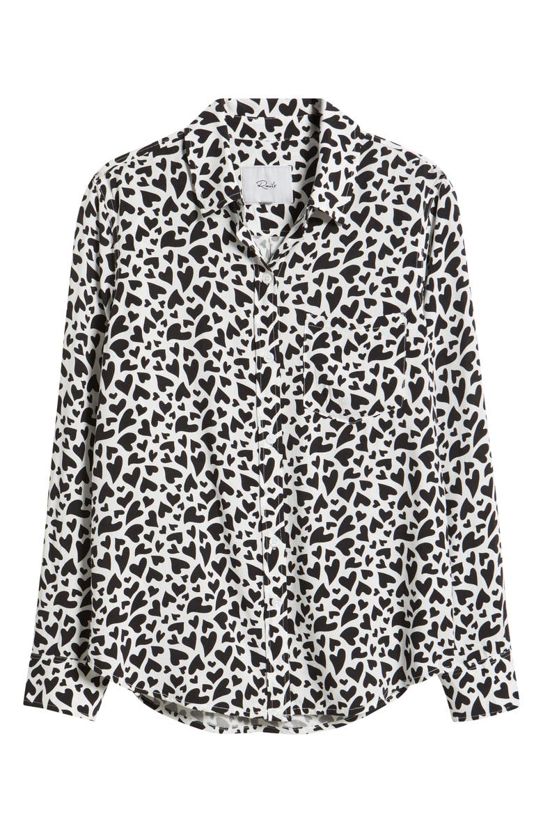 Rails Kathryn Heart Print Long Sleeve Button-Up Shirt, Main, color, Ivory Amore