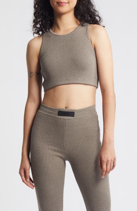 Sport Rib Cotton Blend Crop Tank