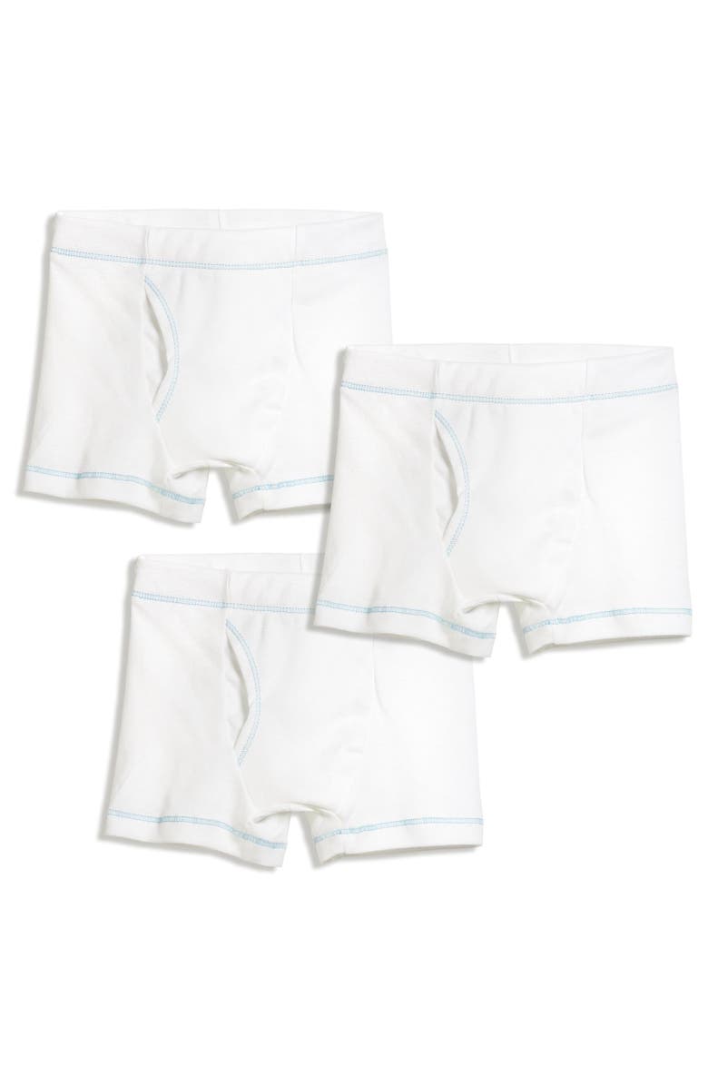 City Threads USA-Made Boys Soft Cotton Boxer Briefs 3-Pack, Main, color, White