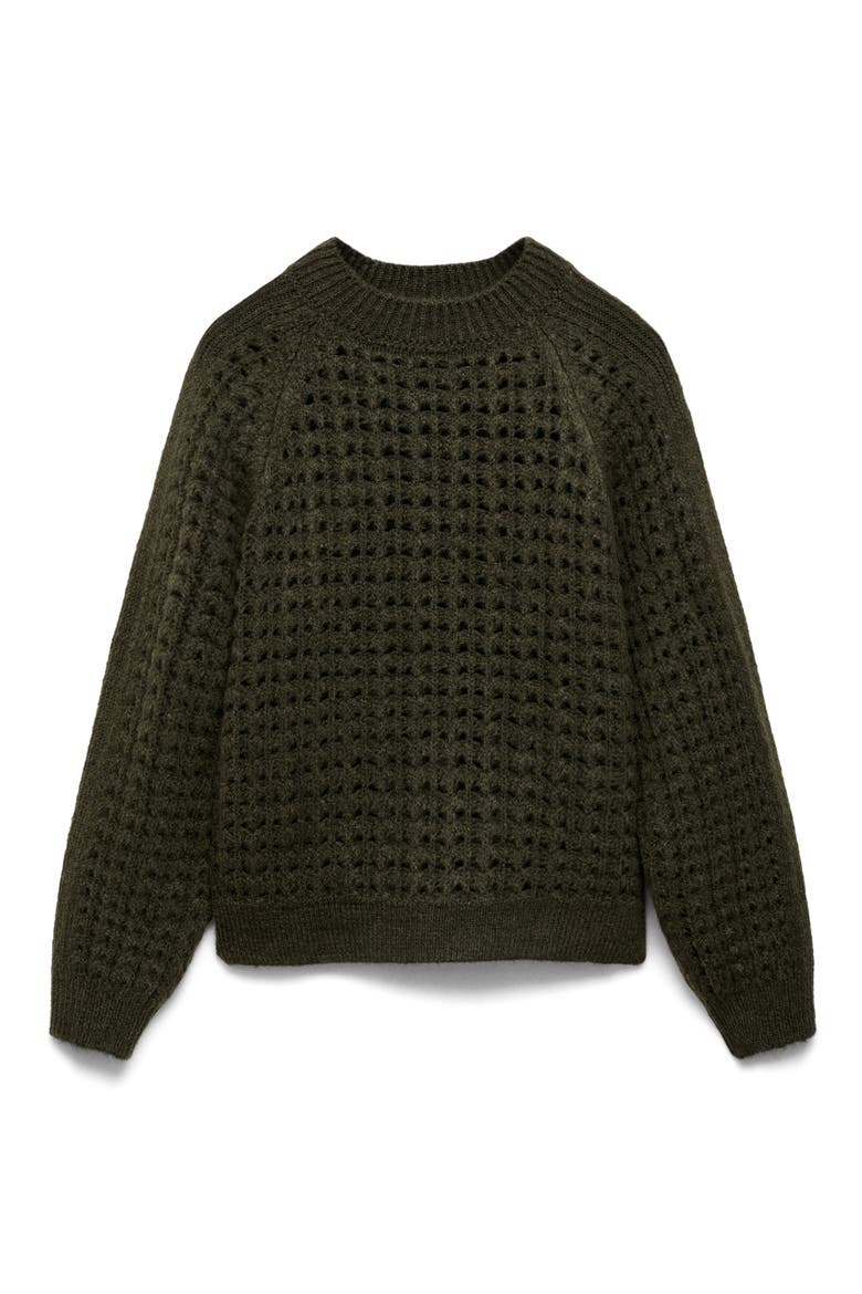 Open Stitch Sweater, Main, color, KHAKI GREEN