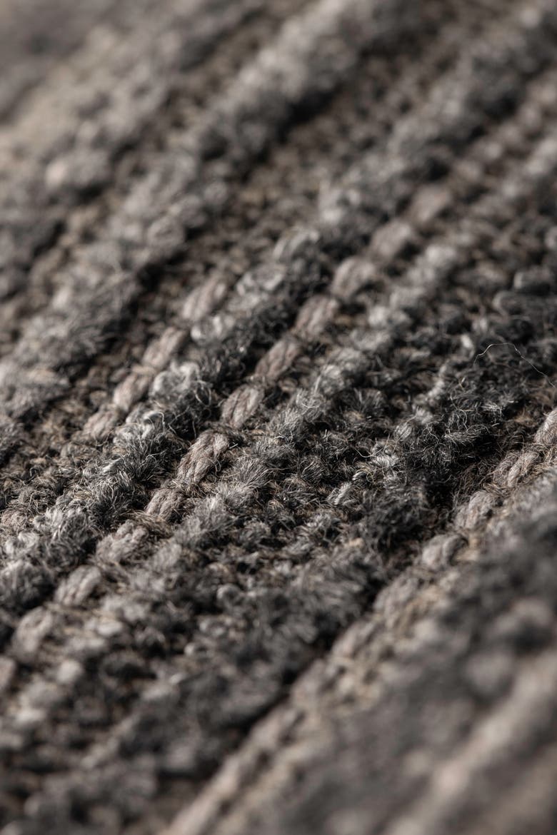 Luxe Stripe Chenille & Boucle textured Indoor & Outdoor Woven Orb Pillow, Alternate, color, Charcoal