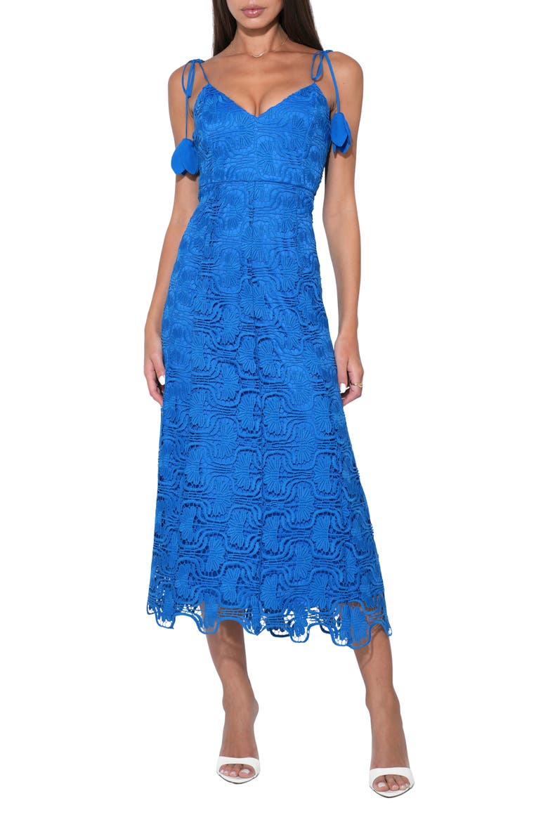 Blair Floral Embroidery Tie Strap Midi Dress, Main, color, ROYAL BLUE