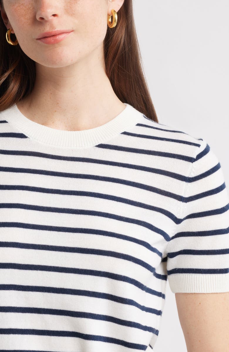 Caslon<sup>®</sup> Short Sleeve Merino Wool Blend Crewneck Sweater, Alternate, color,