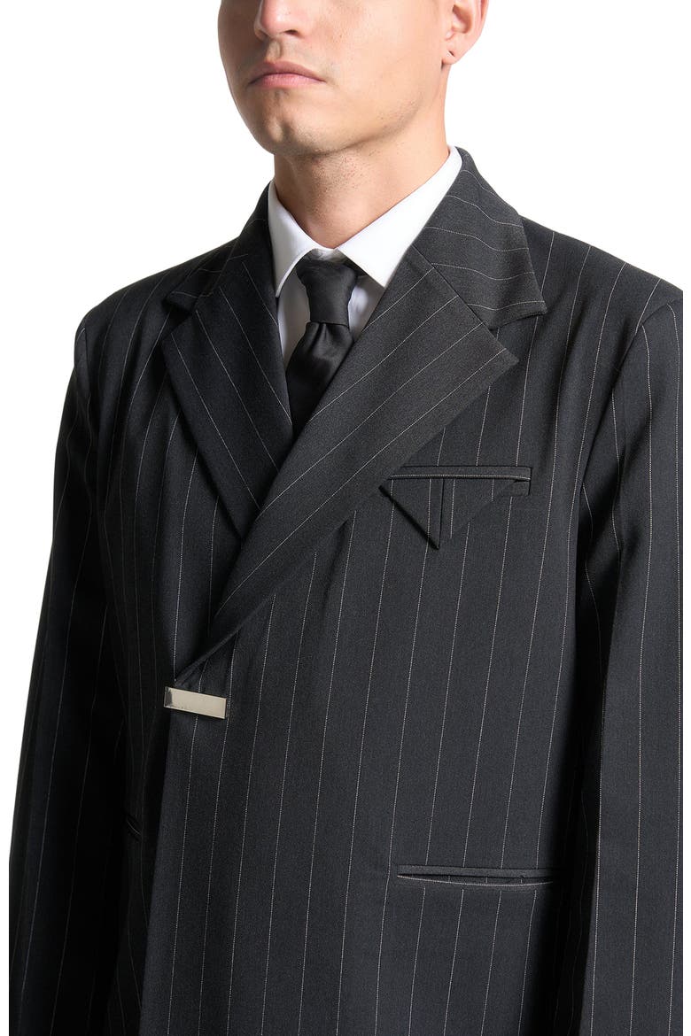 Gaston Double Breasted Pinstripe Suit Jacket, Alternate, color, Grey