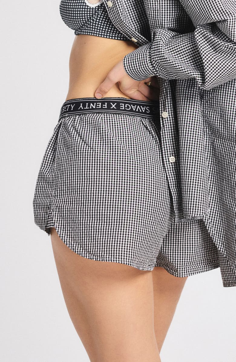 SAVAGE X FENTY Kickback Casuals Pajama Boxers, Alternate, color, Black Caviar Check Effect