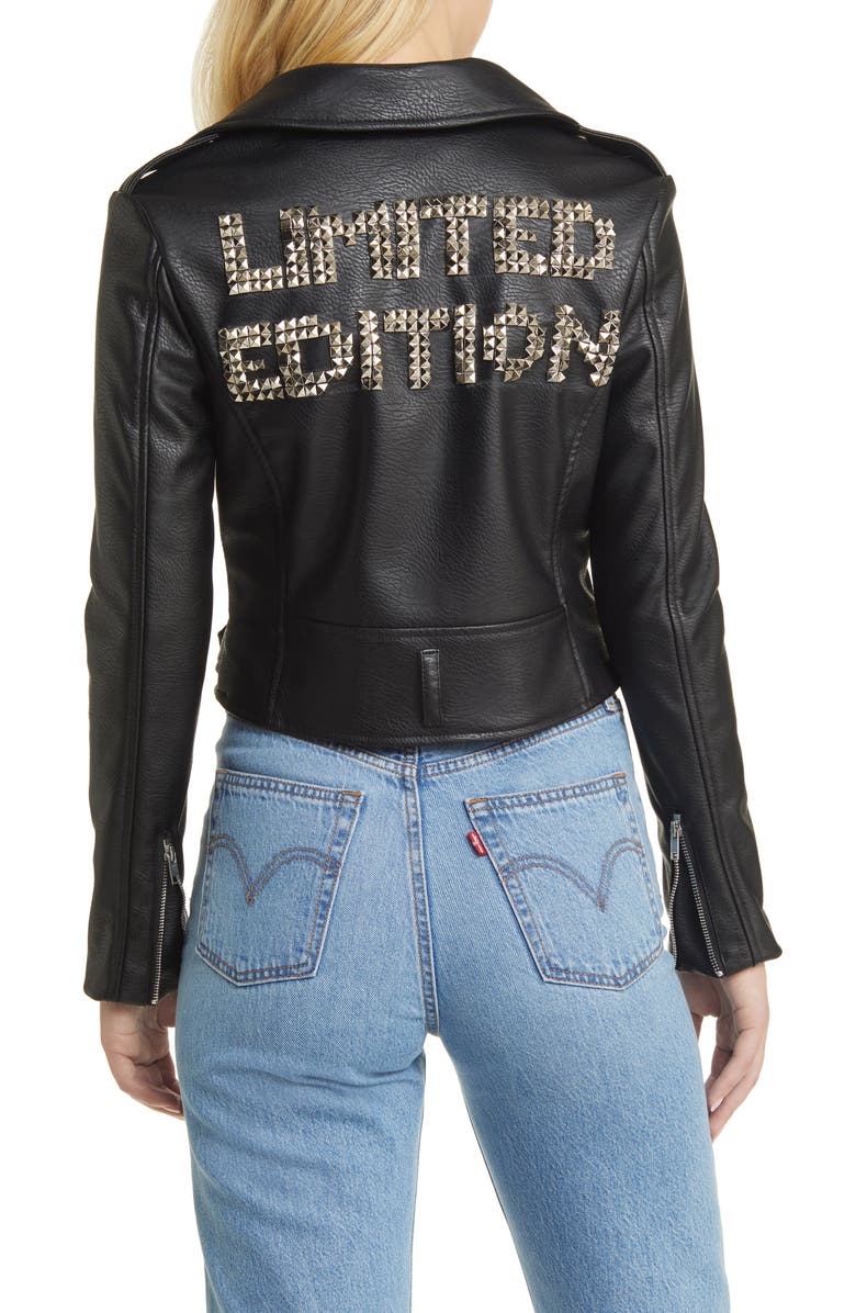 AZALEA WANG Faux Leather Moto Jacket, Alternate, color,