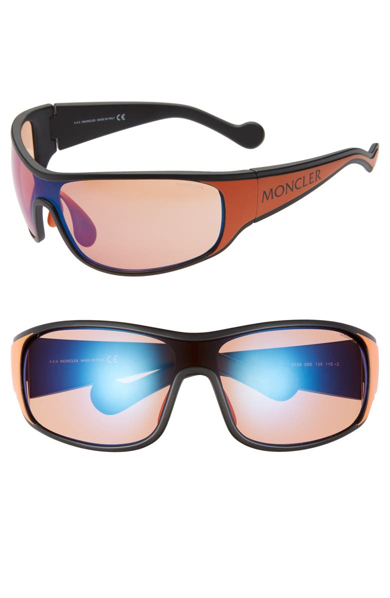 Moncler 77mm Wrap Shield Sunglasses, Main, color,