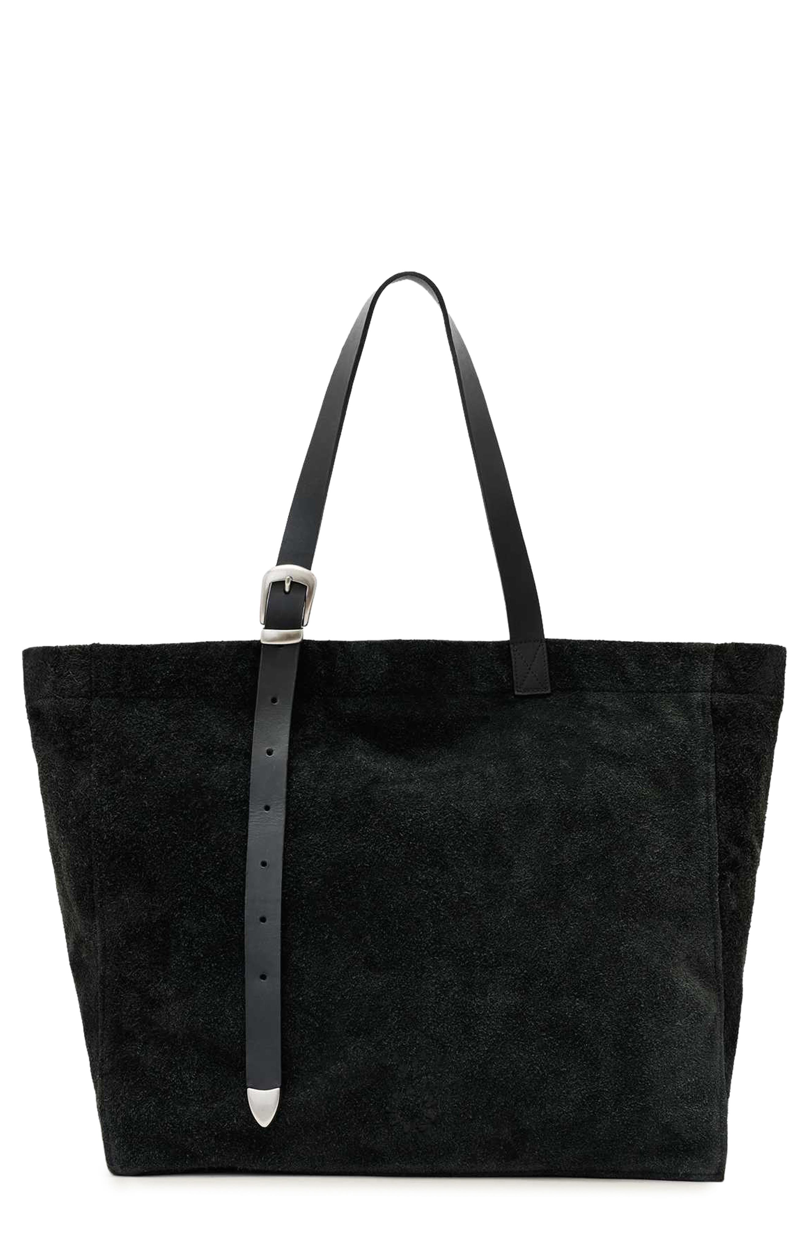 AllSaints Haven Leather Tote, Main, color, Black