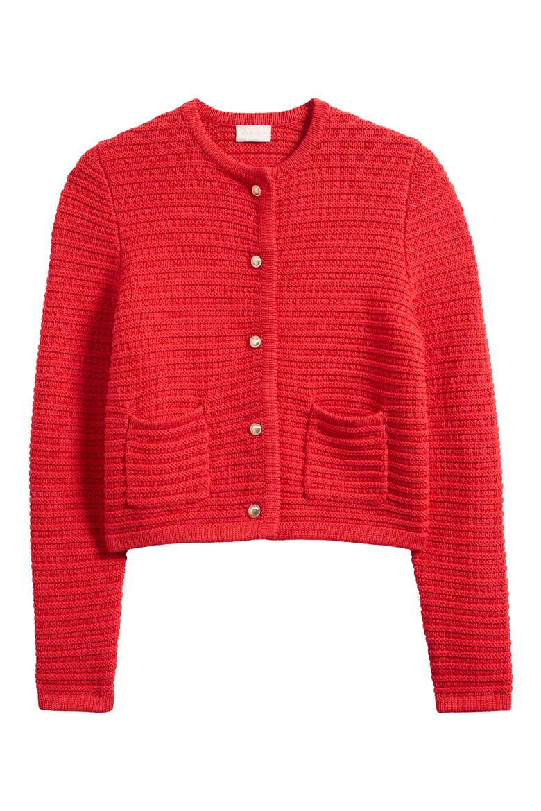 Textured Pima Cotton Cardigan, Alternate, color, RED GOJI