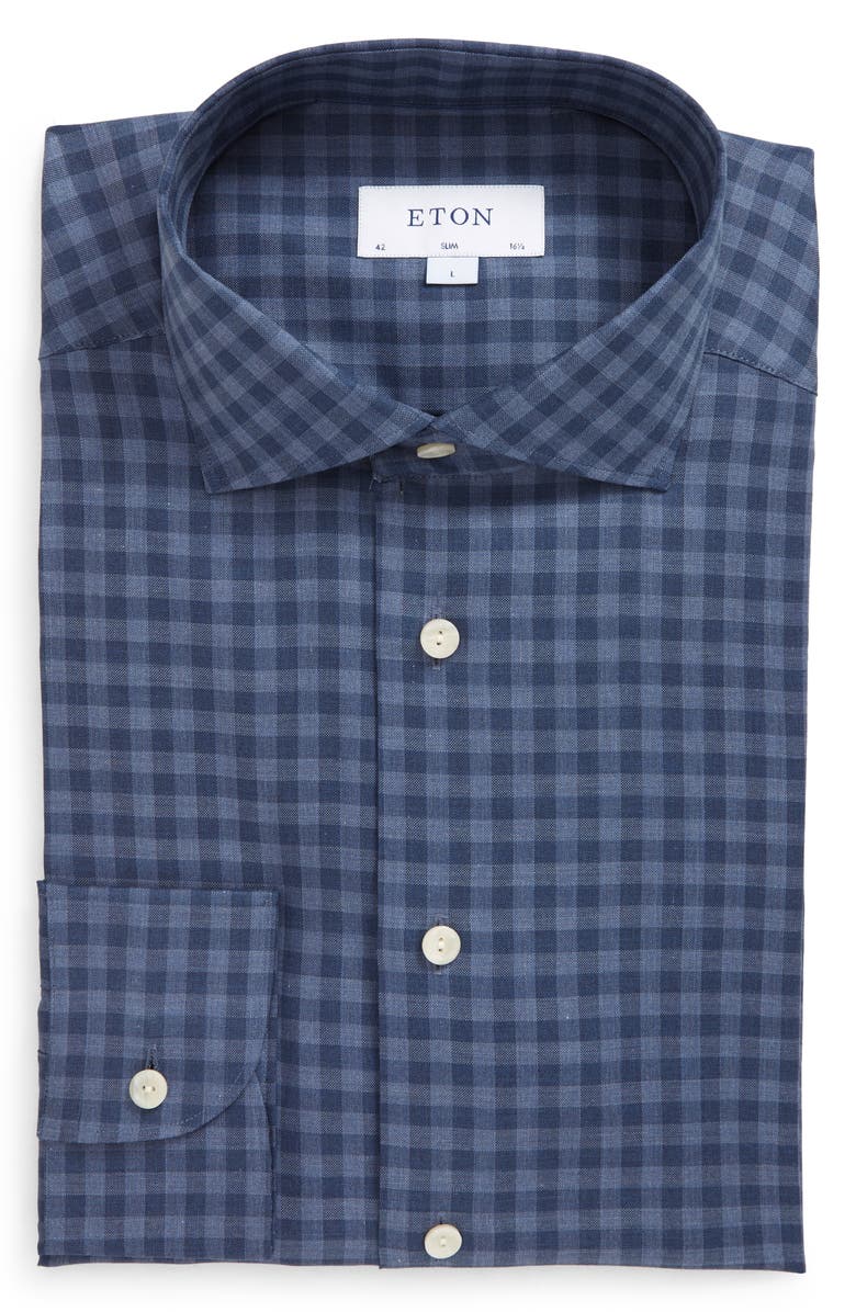 Eton Slim Fit Check Flannel Shirt, Alternate, color,