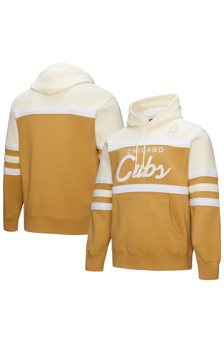 Mitchell & Ness Men's Mitchell & Ness Tan/Cream Chicago Cubs Head Coach Pullover Hoodie, Main, color, Tan