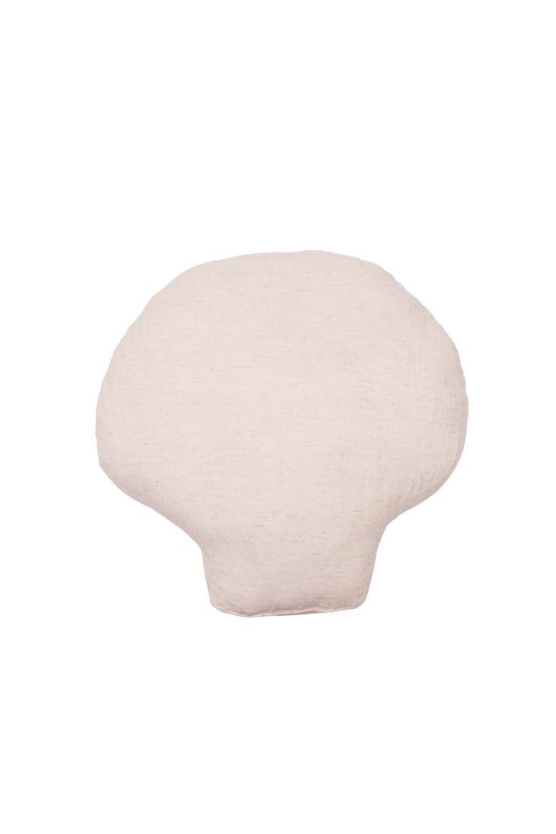 Natural Beaded Shell Embellished Woven Shaped Throw Pillow, 14" x 14", Alternate, color, Beige